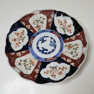 Vintage Imari Plate Blue Red Antique